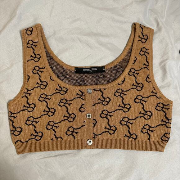 ROKH Logo Crop Tank Bra Top Size Large Brown Black - Picture 2 of 11
